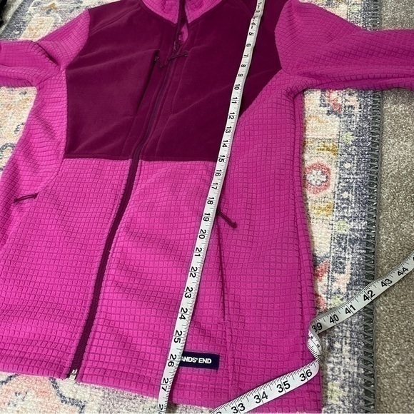 Lands End Small Pink Grid Waffle Fleece Full Zip Jackef‎ - Picture 10 of 10